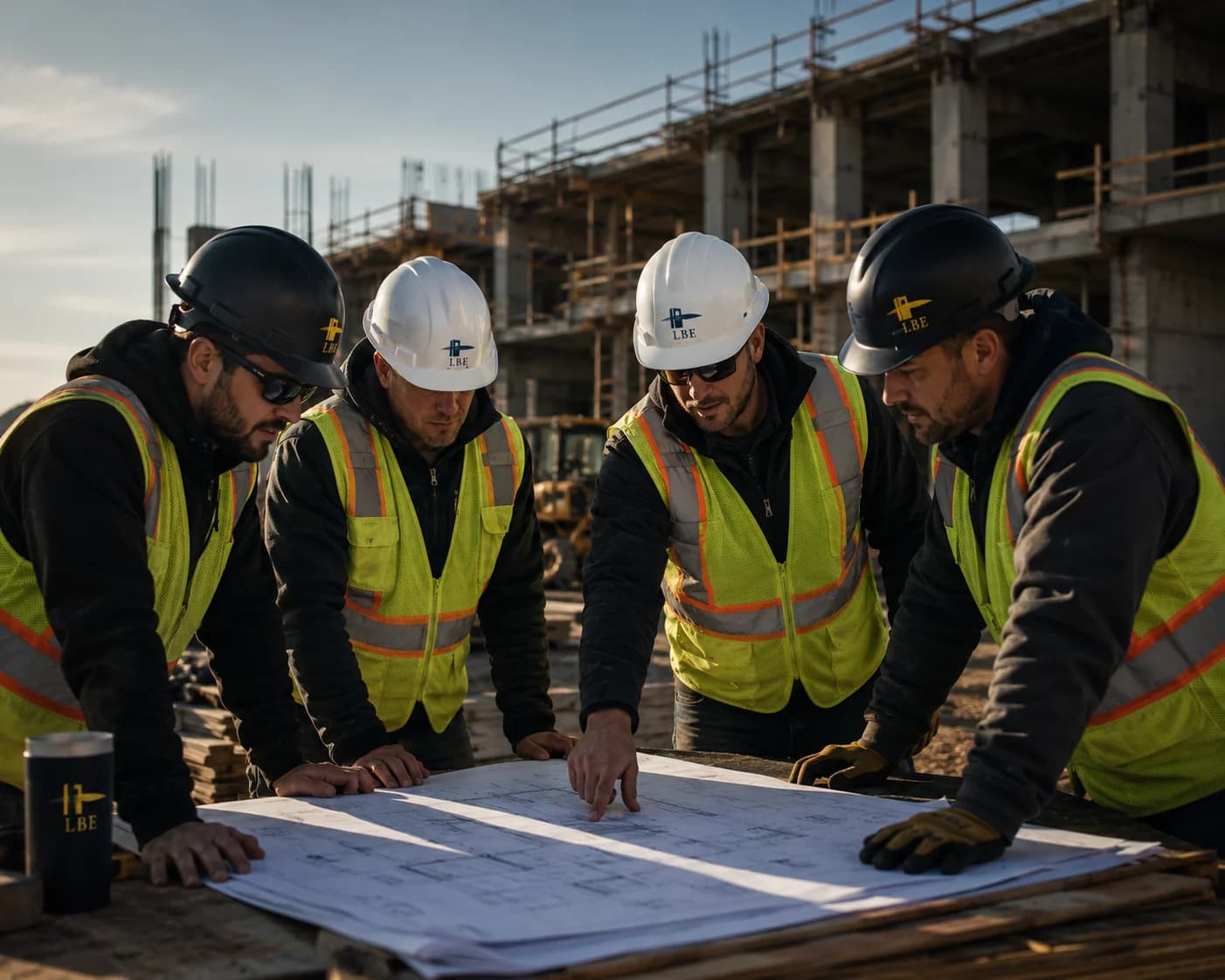 LBE Contracting crew members working together on an active job site